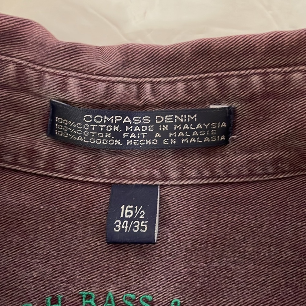GH BASS & Co purple Compass Denim long sleeve button down men’s size L (16.5) - Picture 4 of 14